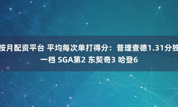 按月配资平台 平均每次单打得分：普理查德1.31分独一档 SGA第2 东契奇3 哈登6